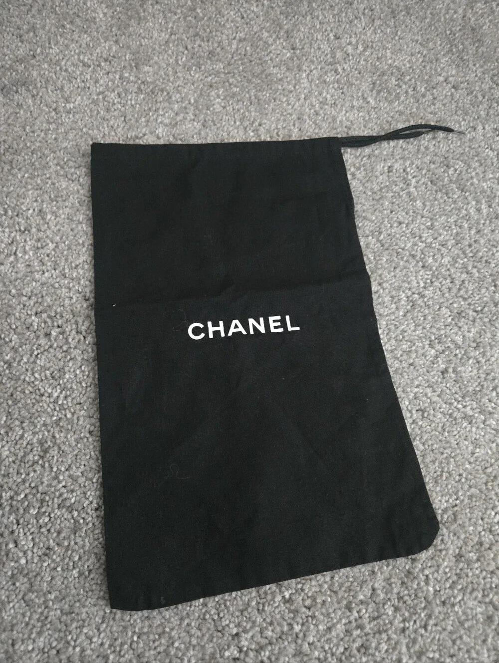 CHANEL Black Dust Bag with White Logo